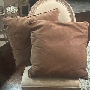 Luxurious Brown Nubuck suede Throw Pillows set/2
